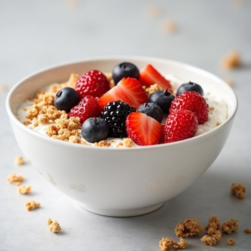 Creamy Yogurt Kefir Bowl with Fresh Berries and Crunchy Granola