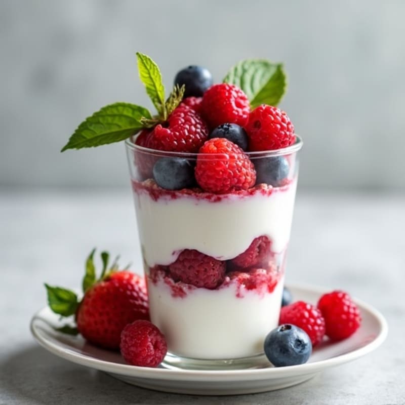 Greek Yogurt Protein Parfait with Mixed Berries and Almond Butter