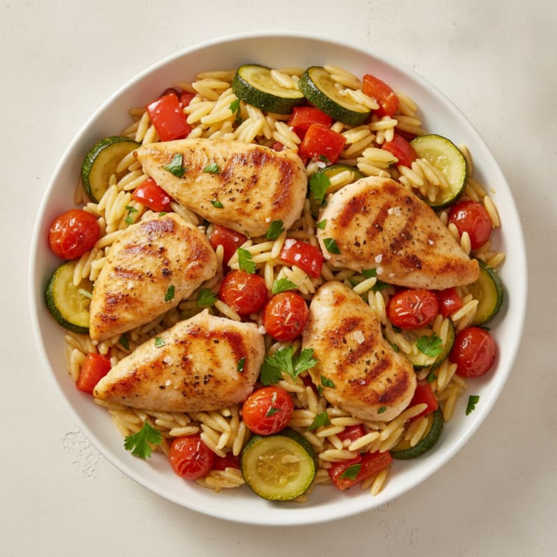 Lemon Herb Orzo with Roasted Vegetables