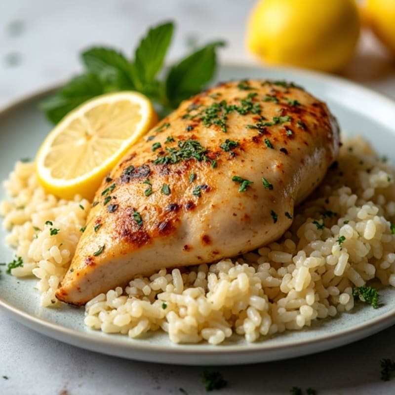 Herb-Roasted Chicken with Lemon Garlic Rice