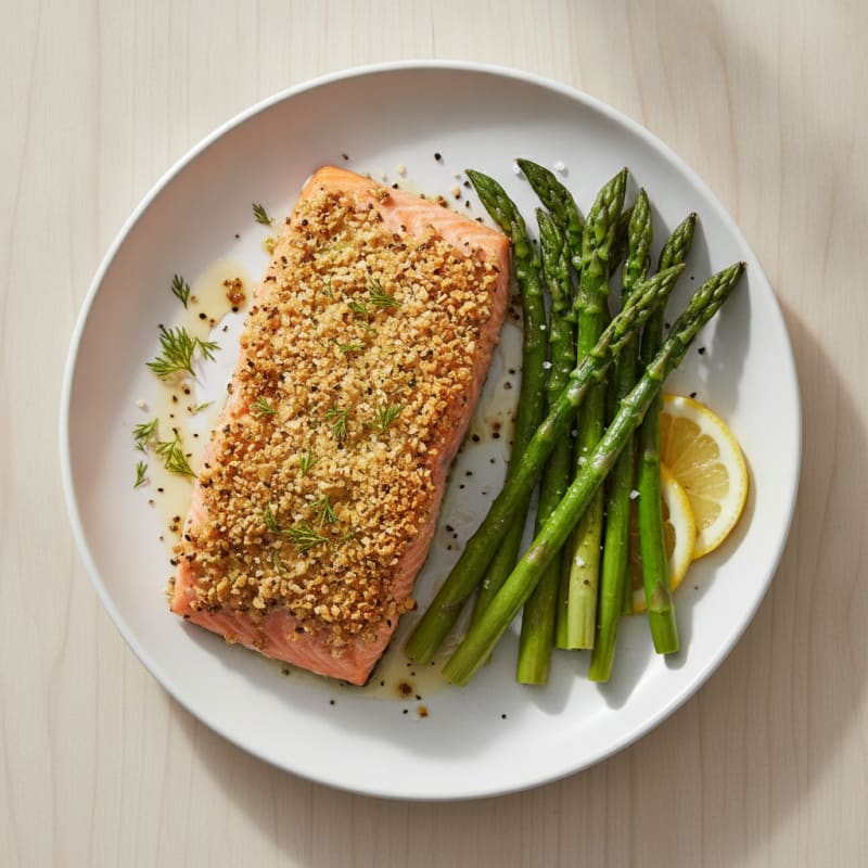 Herb-Crusted Salmon with Roasted Asparagus