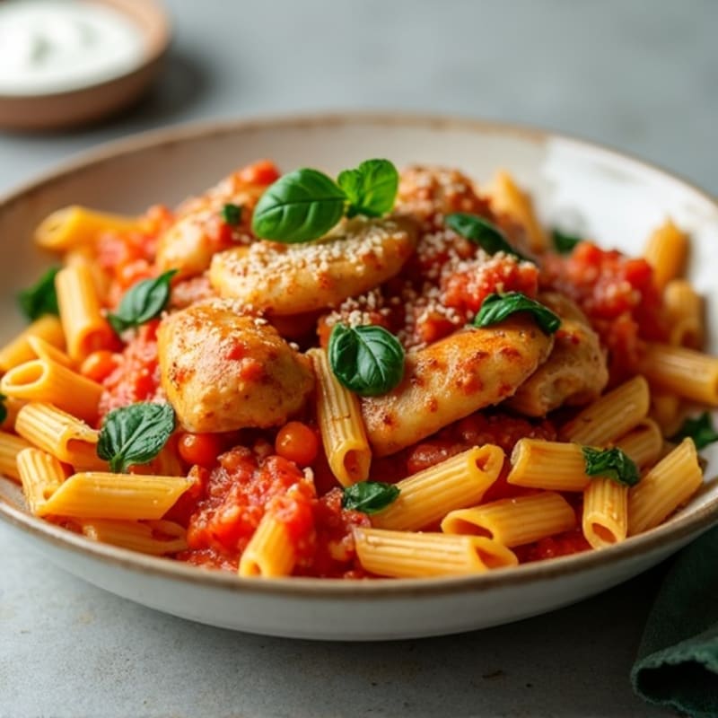 Creamy Tomato Chicken Pasta with Fresh Spinach