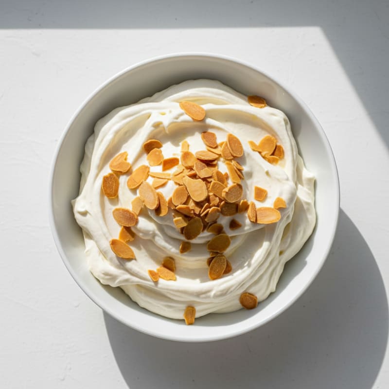 Silky Protein Yogurt Mousse with Sliced Almonds