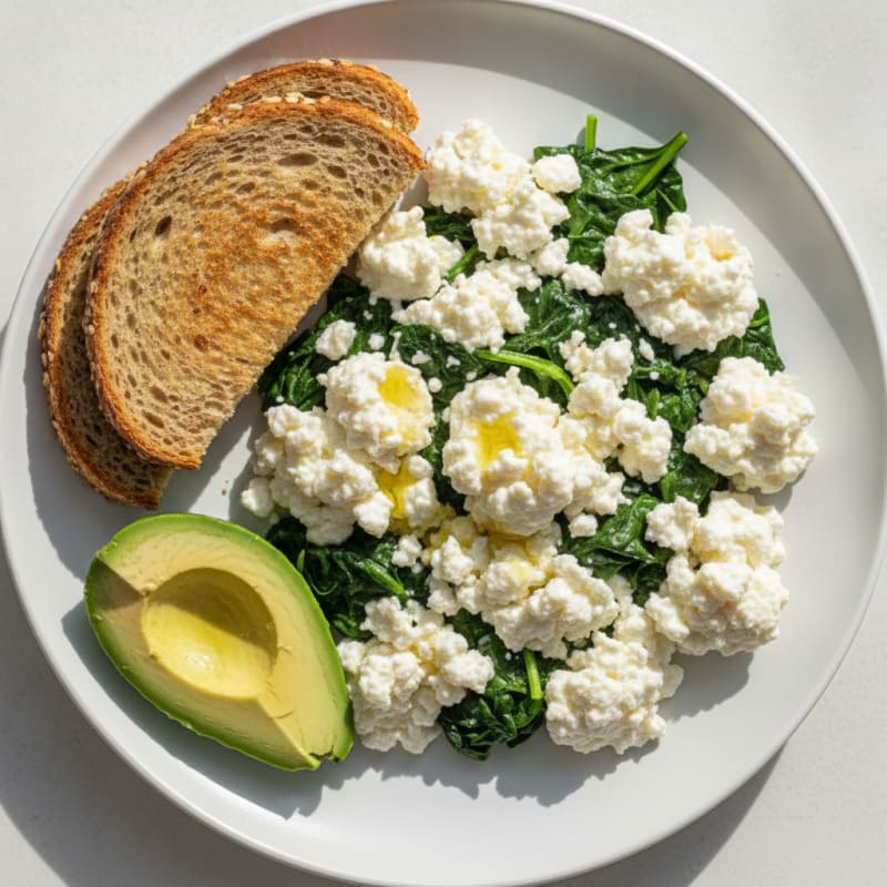 Egg White Scramble with Cottage Cheese and Spinach