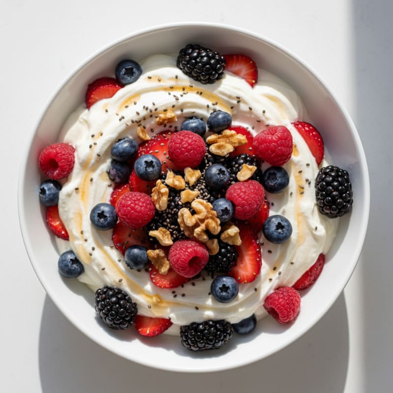 Greek Yogurt Protein Parfait with Mixed Berries