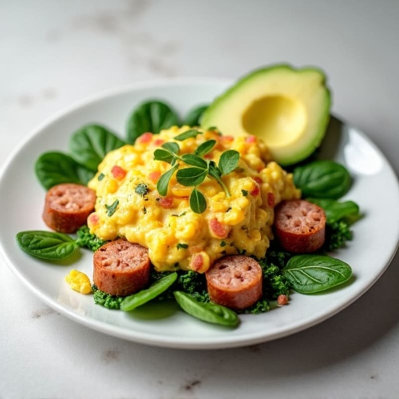 Egg White and Turkey Sausage Scramble with Spinach