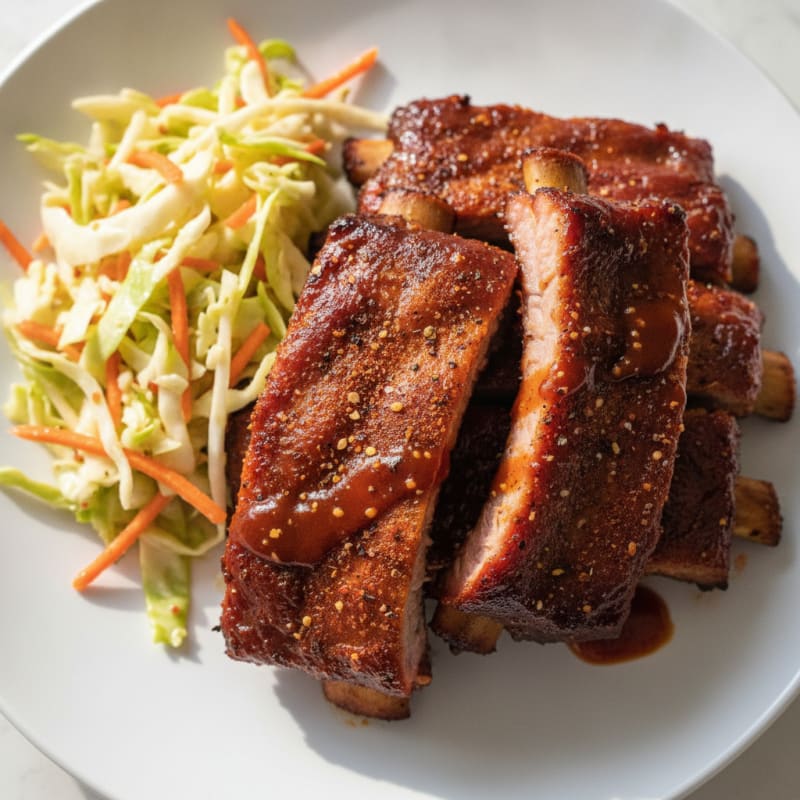 Smoked BBQ Ribs with Tangy Slaw