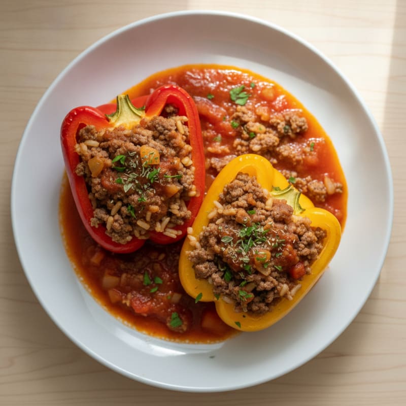 Beef and Rice Stuffed Bell Peppers
