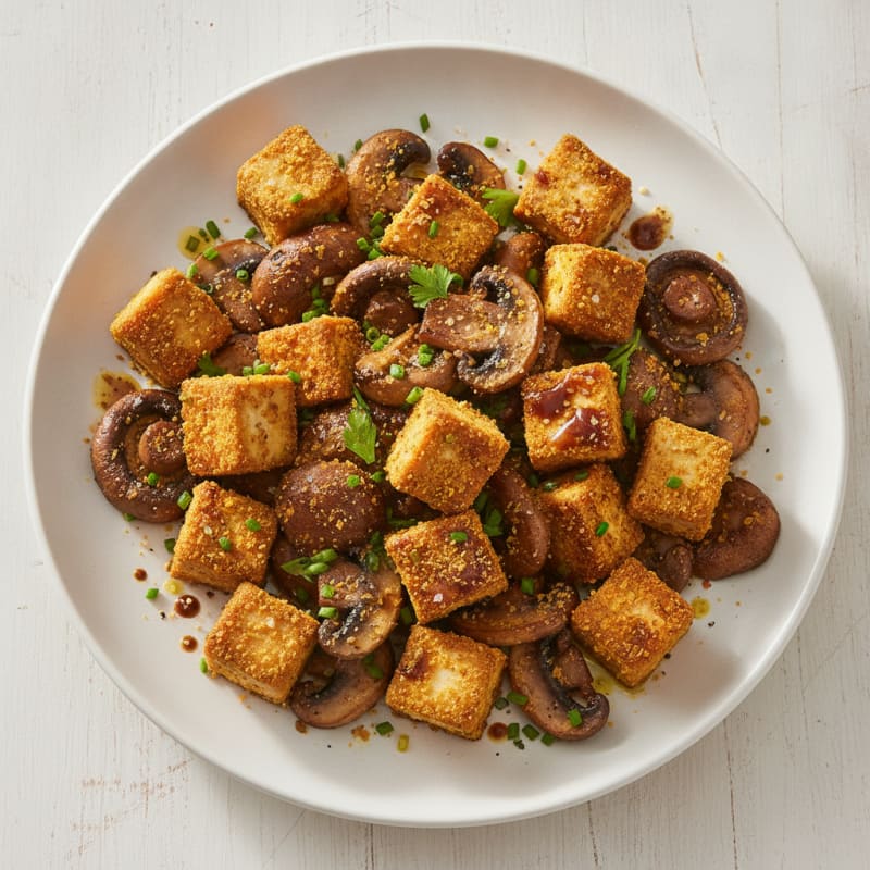 Pan-Seared Tofu with Roasted Mushrooms
