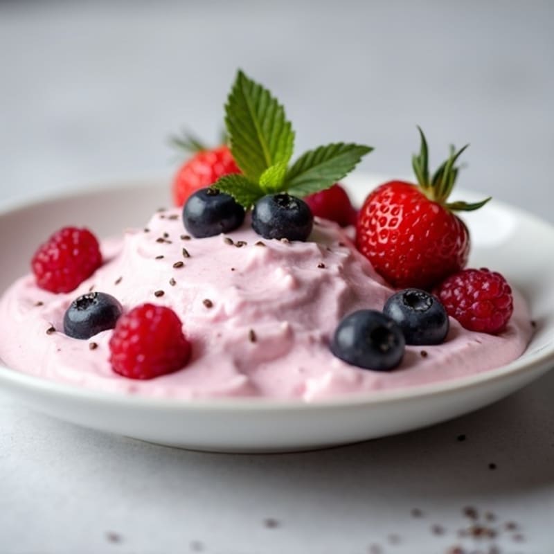 Greek Yogurt Protein Mousse with Mixed Berries