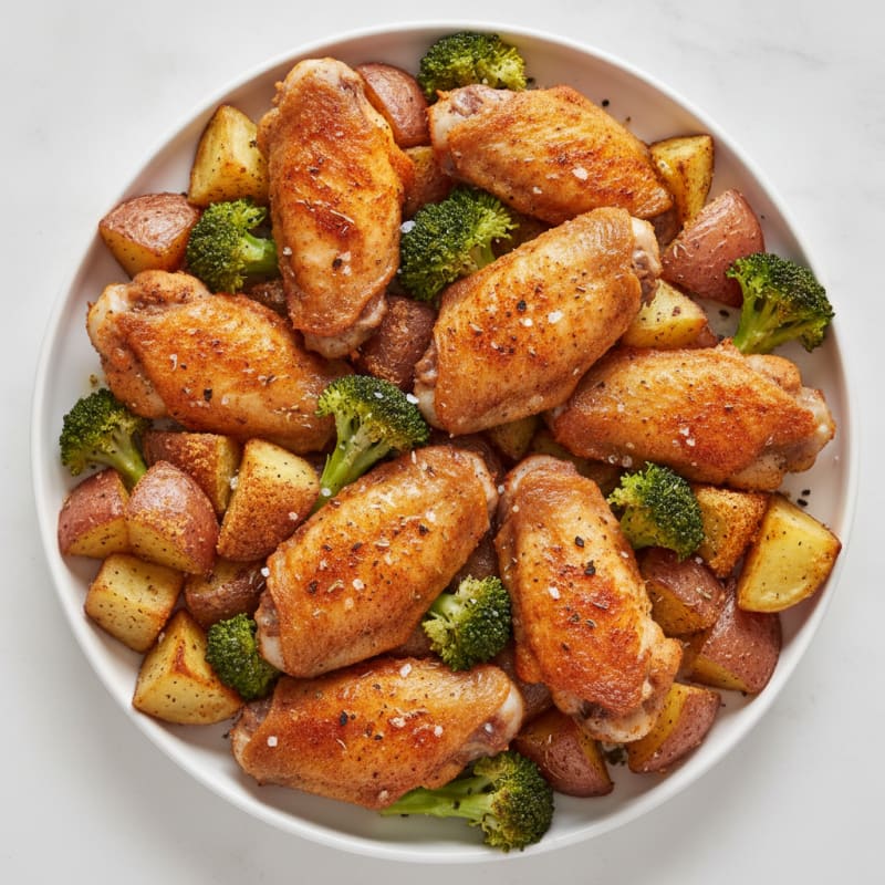 Air-Fried Chicken Wings with Roasted Potatoes