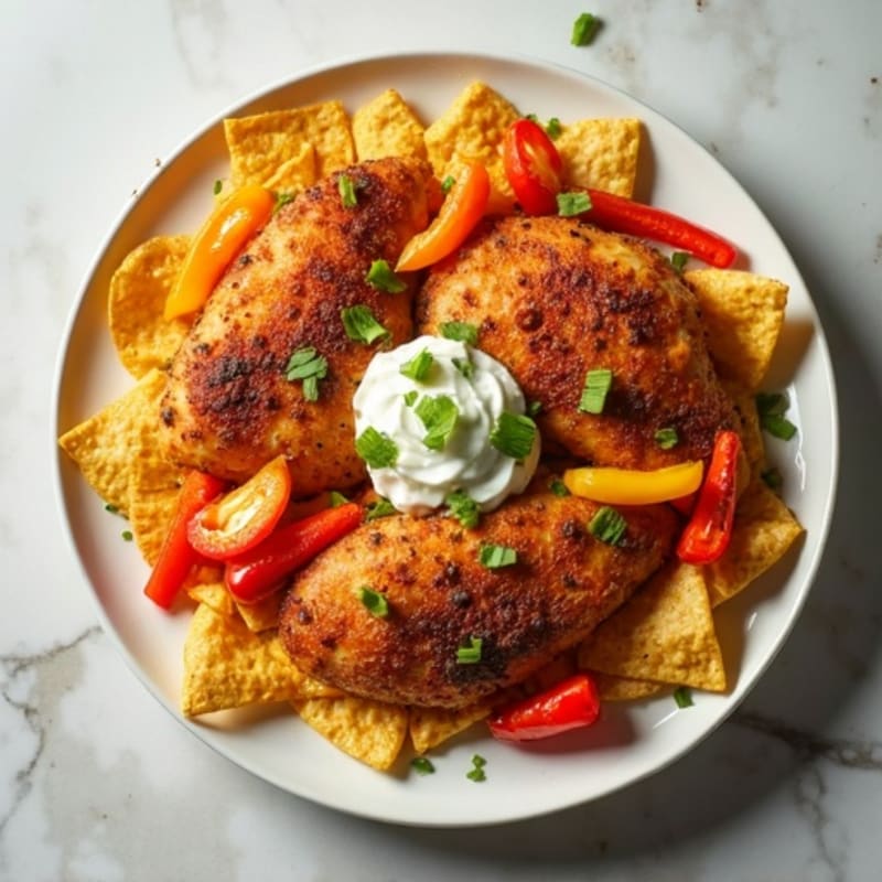Sheet Pan Crispy Chicken and Bell Pepper Nachos
