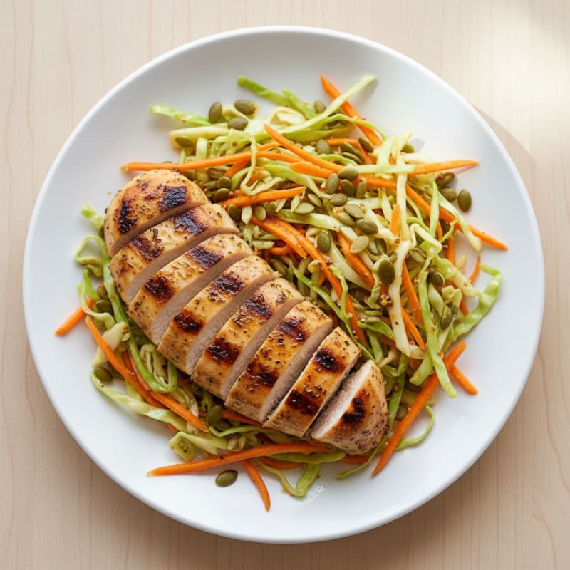Grilled Chicken Breast with Crunchy Cabbage Slaw