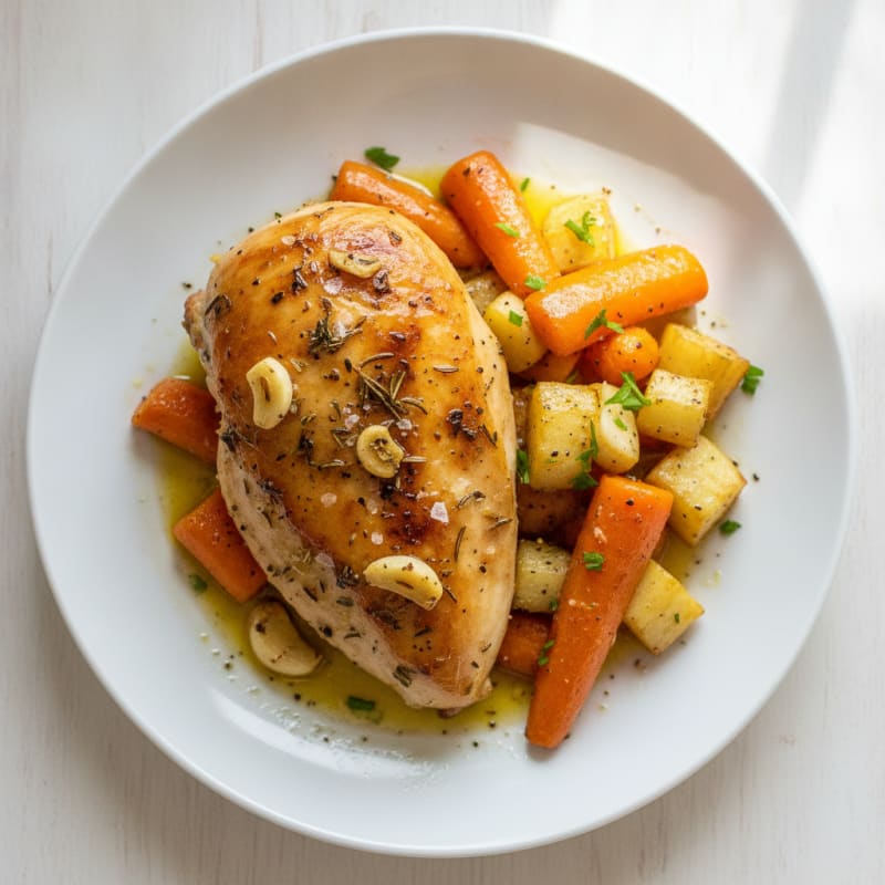 Garlic Herb Roasted Chicken with Root Vegetables