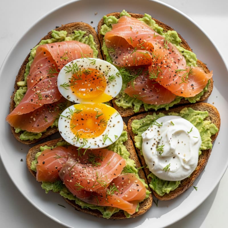 Soft-Boiled Eggs with Everything Toast & Smoked Salmon