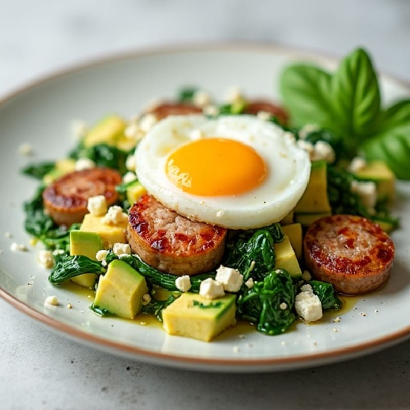 Egg White and Spinach Scramble with Turkey Sausage