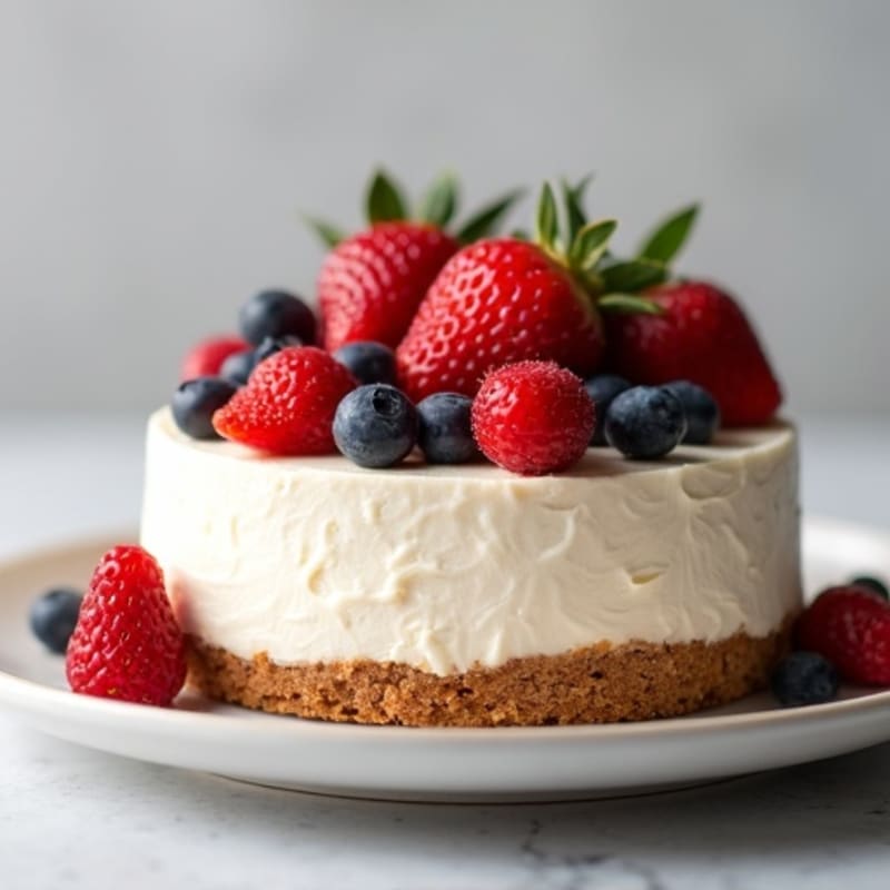 Greek Yogurt Protein Cheesecake with Fresh Berries