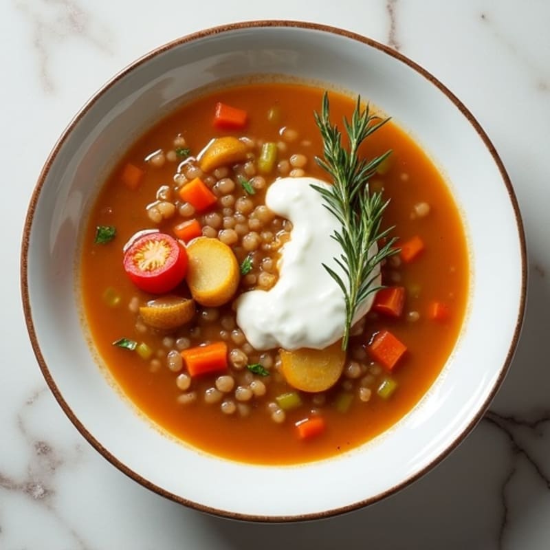 Hearty Rosemary Lentil Soup with Root Vegetables