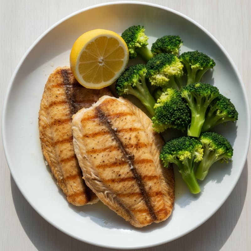 Pan Seared Tilapia with Steamed Broccoli
