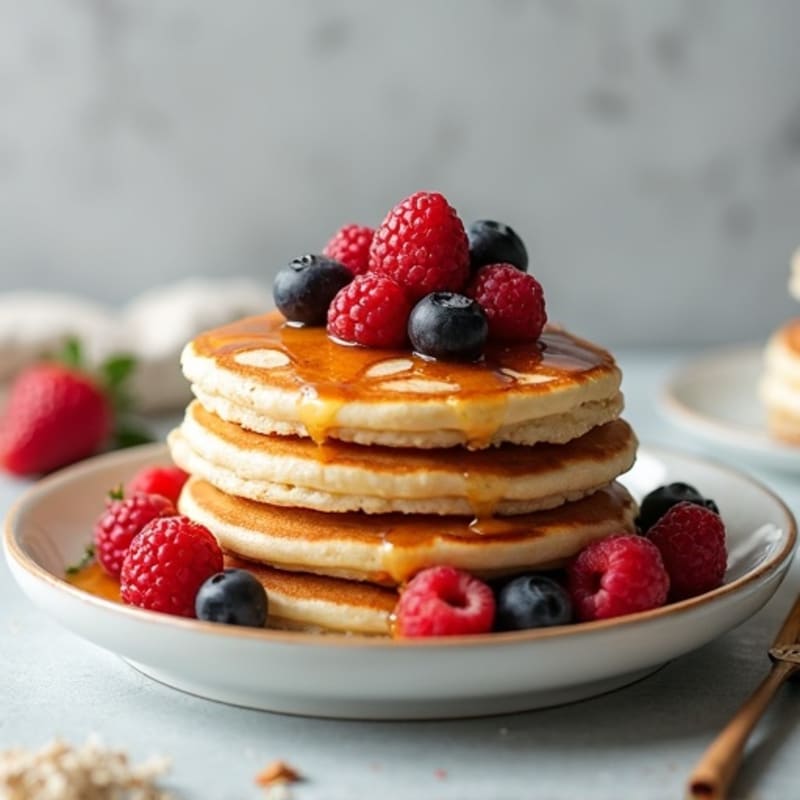 Fluffy Protein Pancakes with Fresh Berries