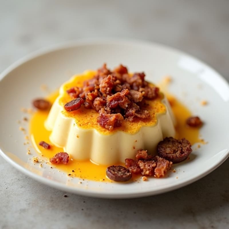 Protein Egg Custard with Turkey Bacon Crumble