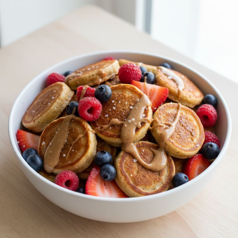 Golden Caramelized Pancake Berry Bowl