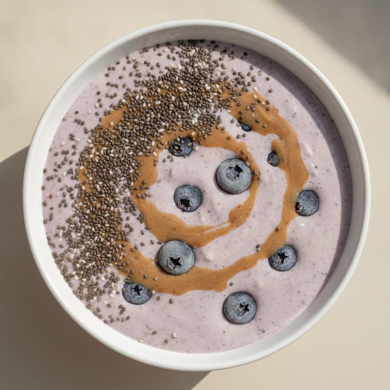 Silky Tofu Protein Smoothie with Almond Butter and Chia Seeds