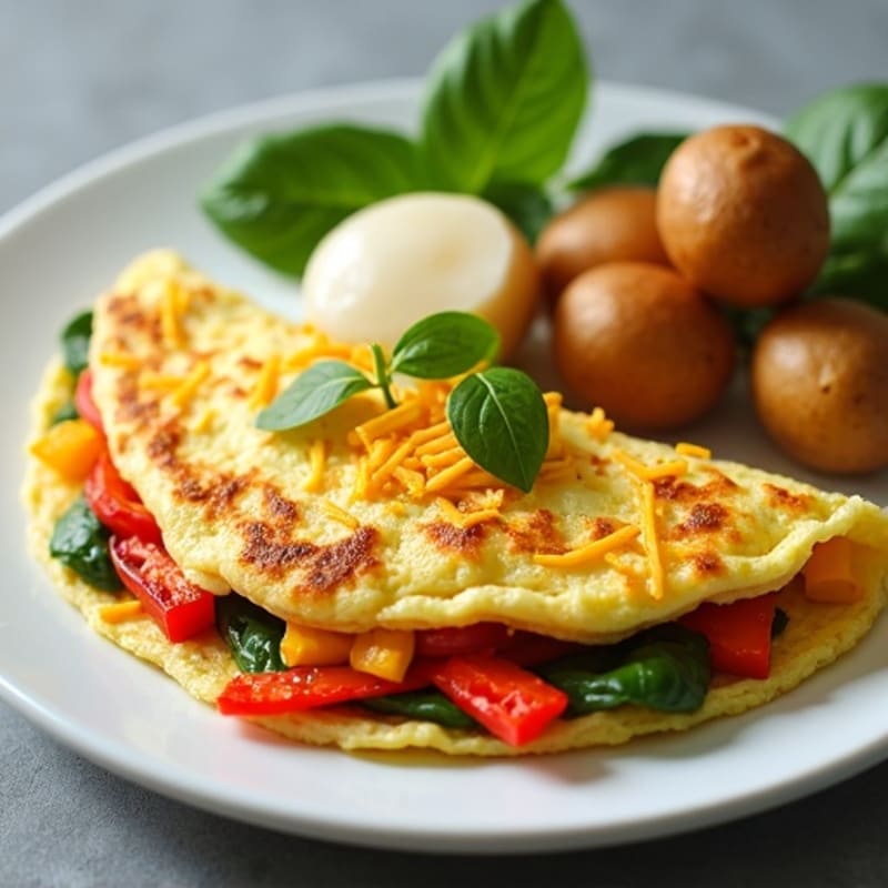 Fluffy Egg Omelette with Crispy Baked Potatoes