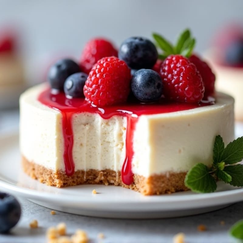 Greek Yogurt Protein Cheesecake with Mixed Berries