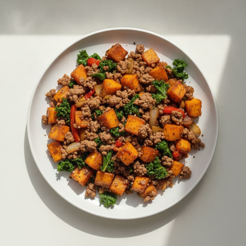 Sweet Potato and Ground Beef Hash