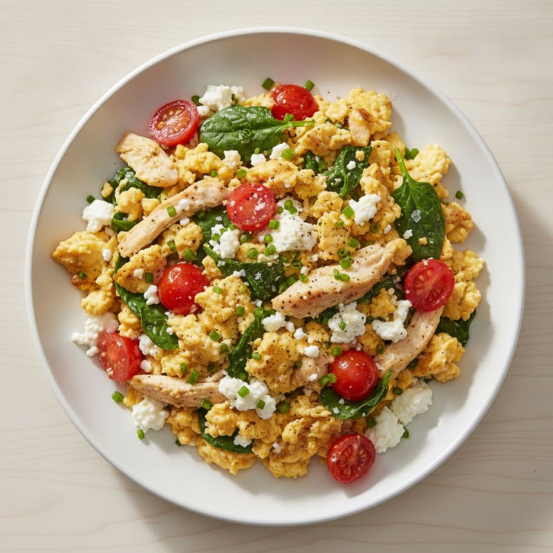 Savory Chicken and Cottage Cheese Egg Scramble