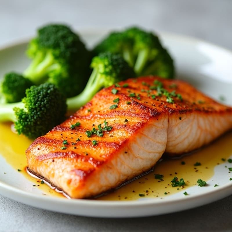 Seared Salmon Fillet with Roasted Broccoli and Lemon Zest