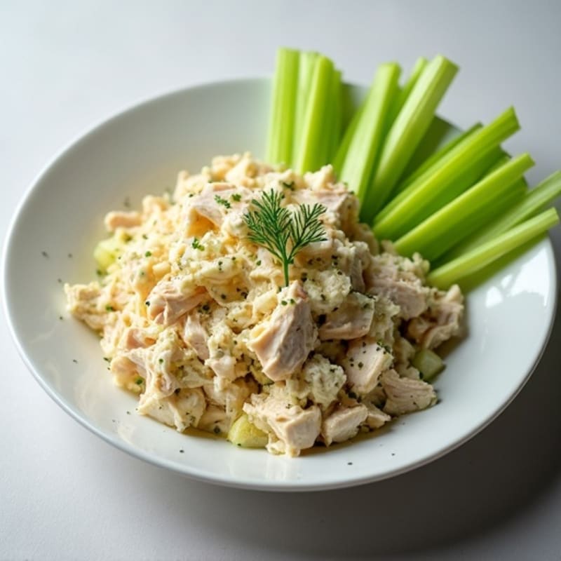 Creamy Lemon-Dill Shredded Chicken Salad with Crisp Celery