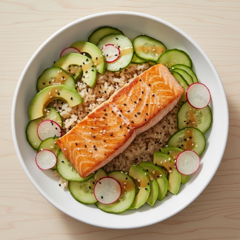 Pan-Seared Salmon Sushi Rice Bowl