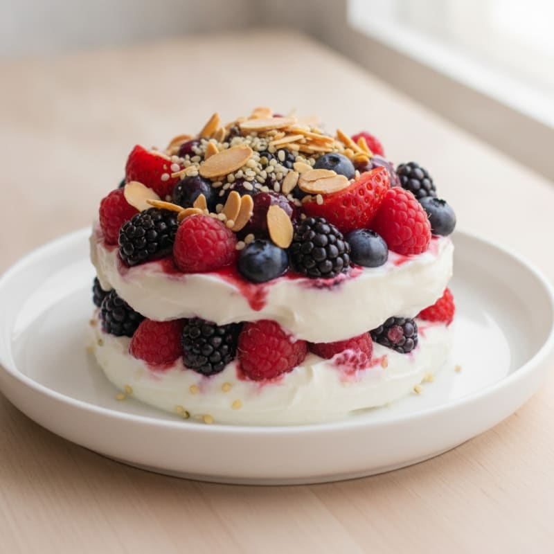 Greek Yogurt Protein Parfait with Mixed Berries