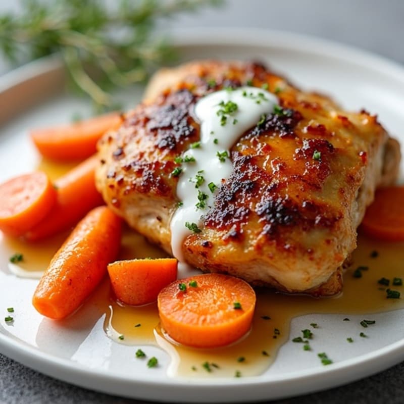 Crispy Baked Honey Glazed Chicken Thighs with Roasted Carrots