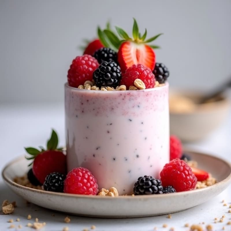 Greek Yogurt Protein Mousse with Mixed Berries