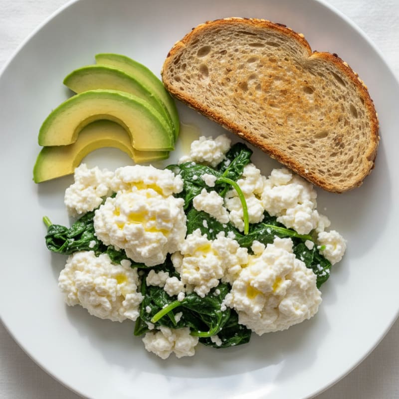 Egg White Scramble with Cottage Cheese and Spinach