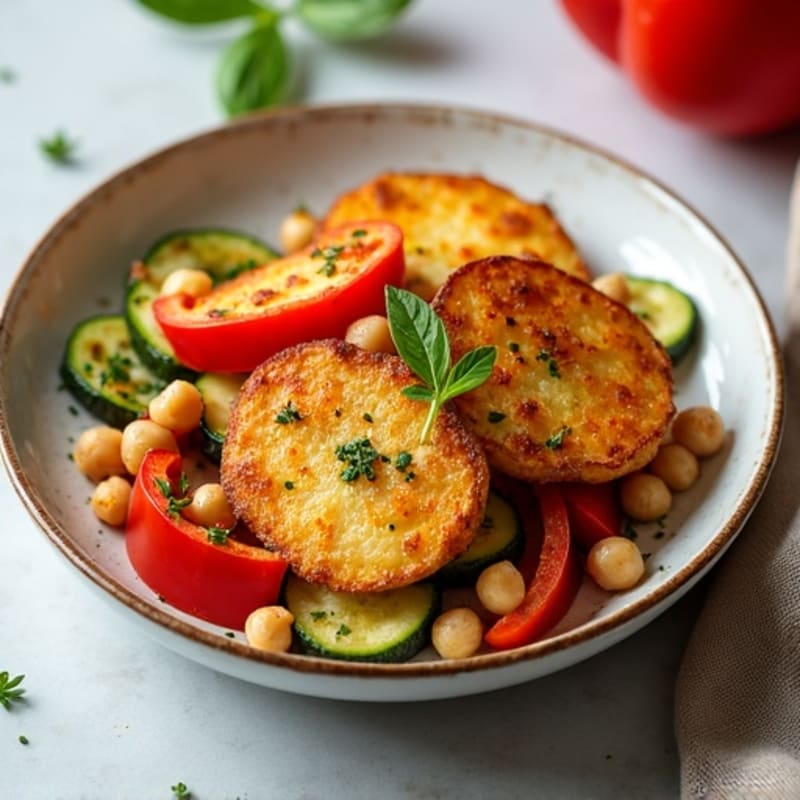 Crispy Pan-Seared Halloumi with Roasted Vegetables