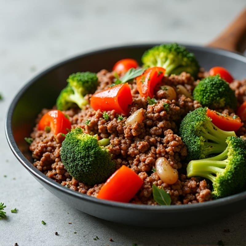 Savory Ground Beef and Roasted Broccoli Skillet