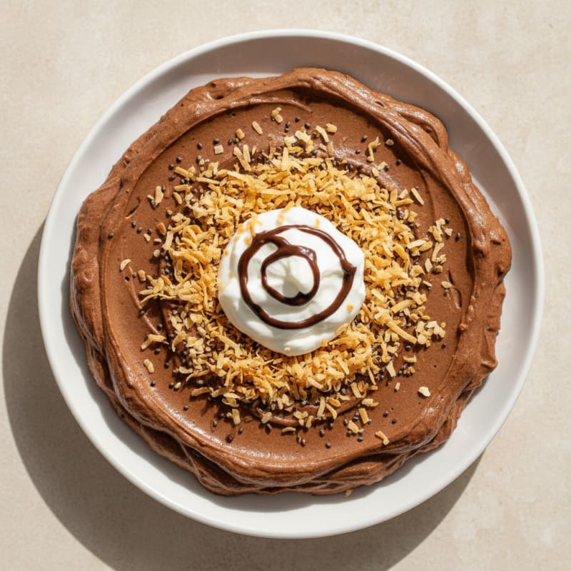 Silky Chocolate Protein Pudding with Toasted Coconut