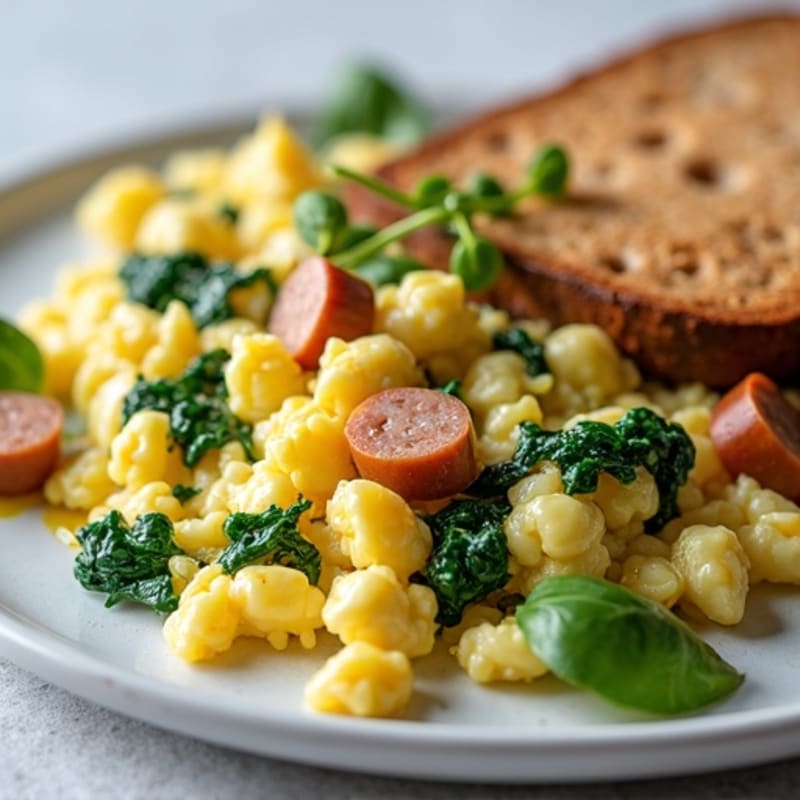 Egg White Scramble with Spinach and Turkey Sausage