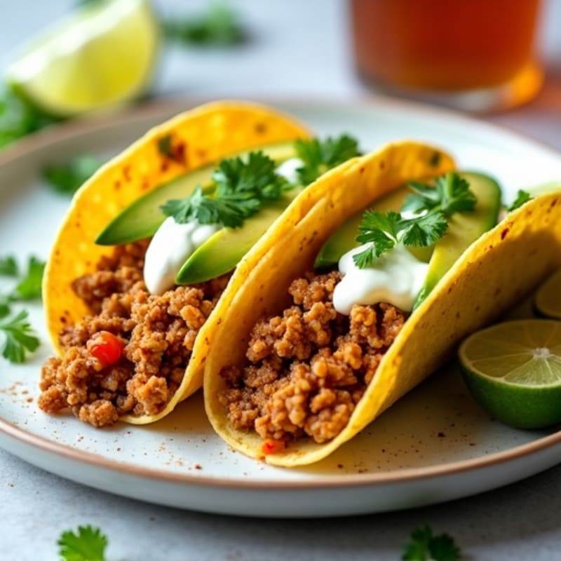 Spicy Ground Turkey Tacos with Fresh Avocado Crema