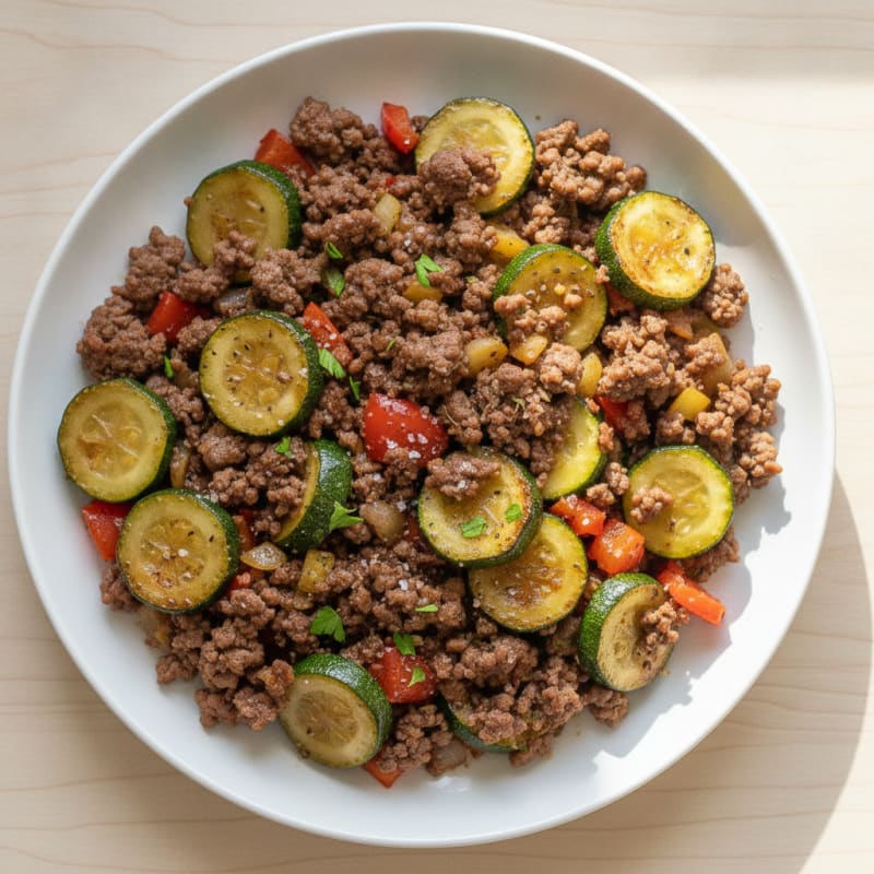 Lean Ground Beef and Zucchini Skillet