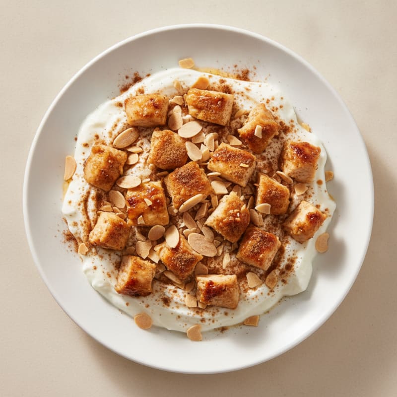 Protein Greek Yogurt Parfait with Chopped Chicken and Almonds