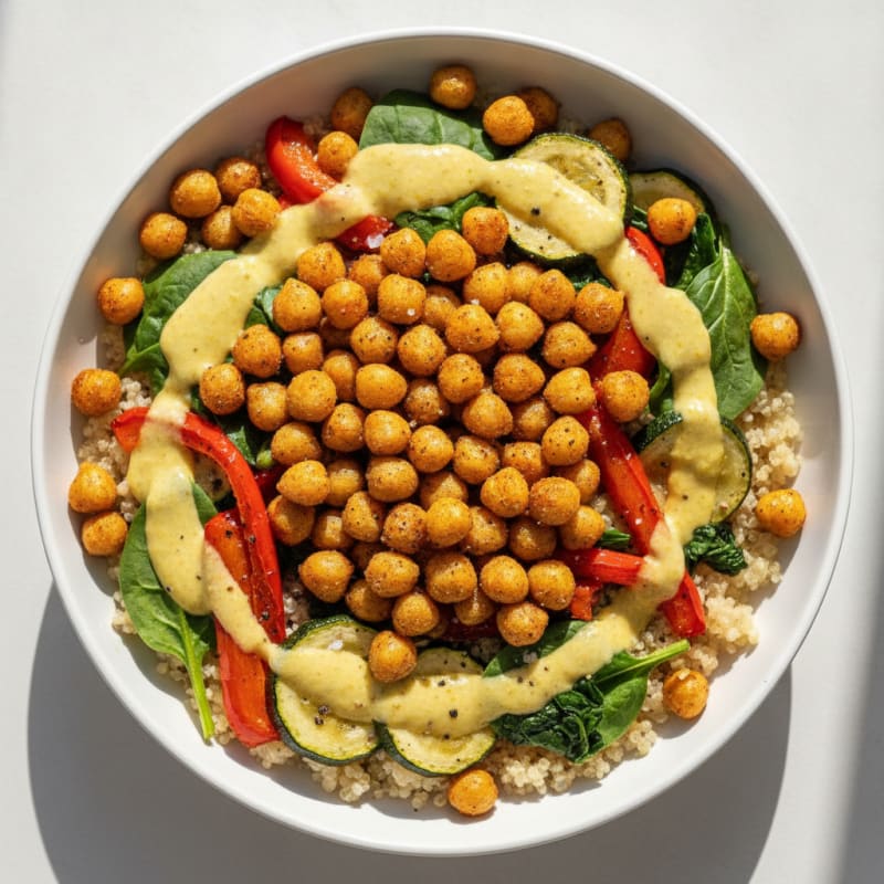 Roasted Vegetable and Chickpea Grain Bowl