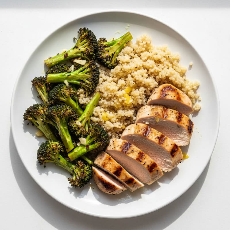 Grilled Turkey Breast with Roasted Broccoli and Quinoa
