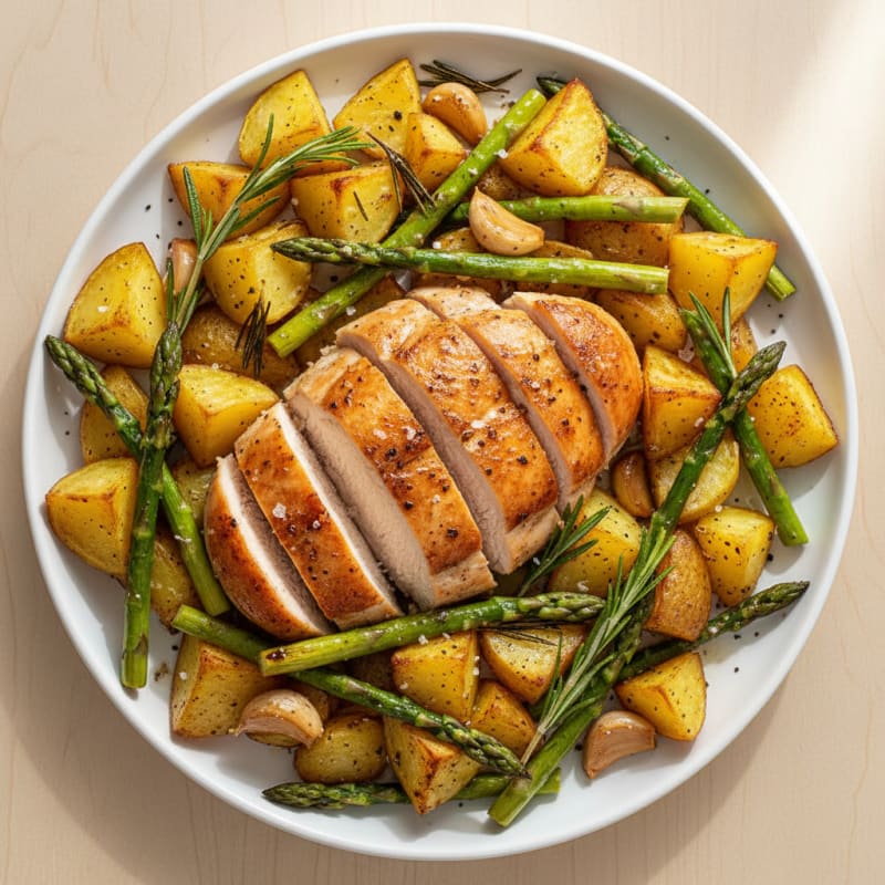 Garlic Herb Roasted Potatoes with Chicken