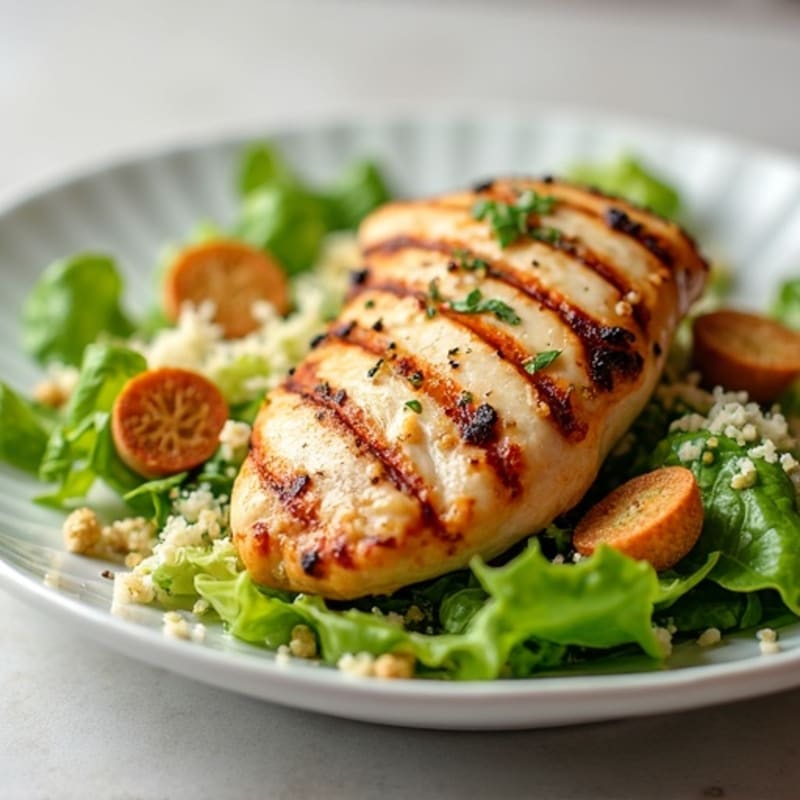 Grilled Chicken Caesar with Crispy Romaine