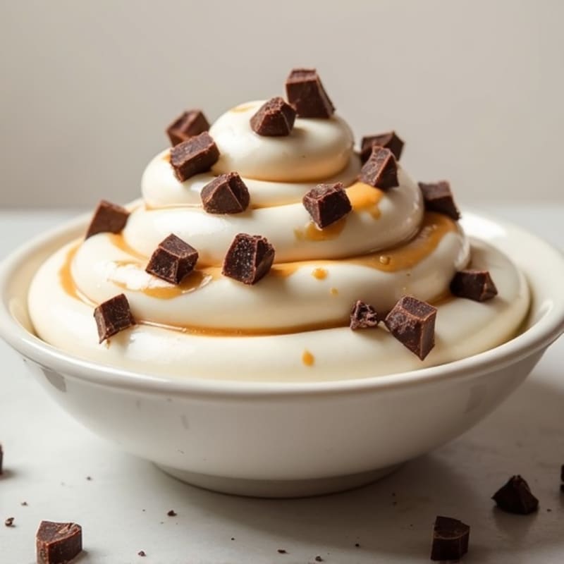 Creamy Vanilla Greek Yogurt with Peanut Butter and Dark Chocolate